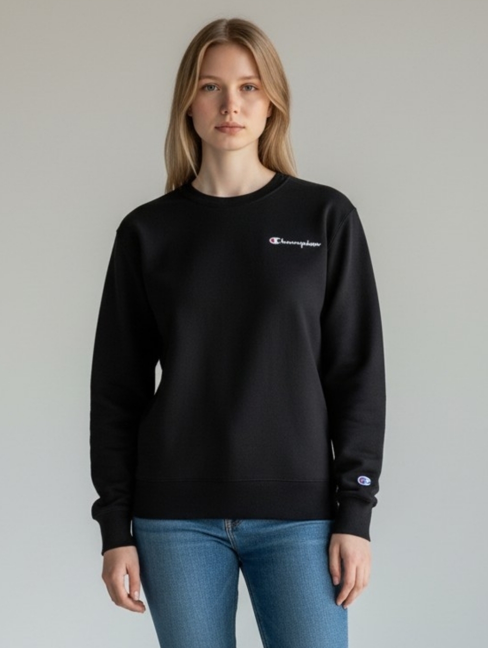 Champion Authentic Athleticwear Black Crewneck Sweatshirt Size Small